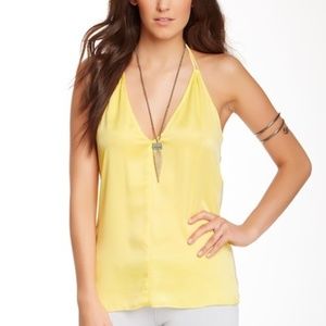 NWT!  100% SILK Babakul Lena Silk Halter Yellow M